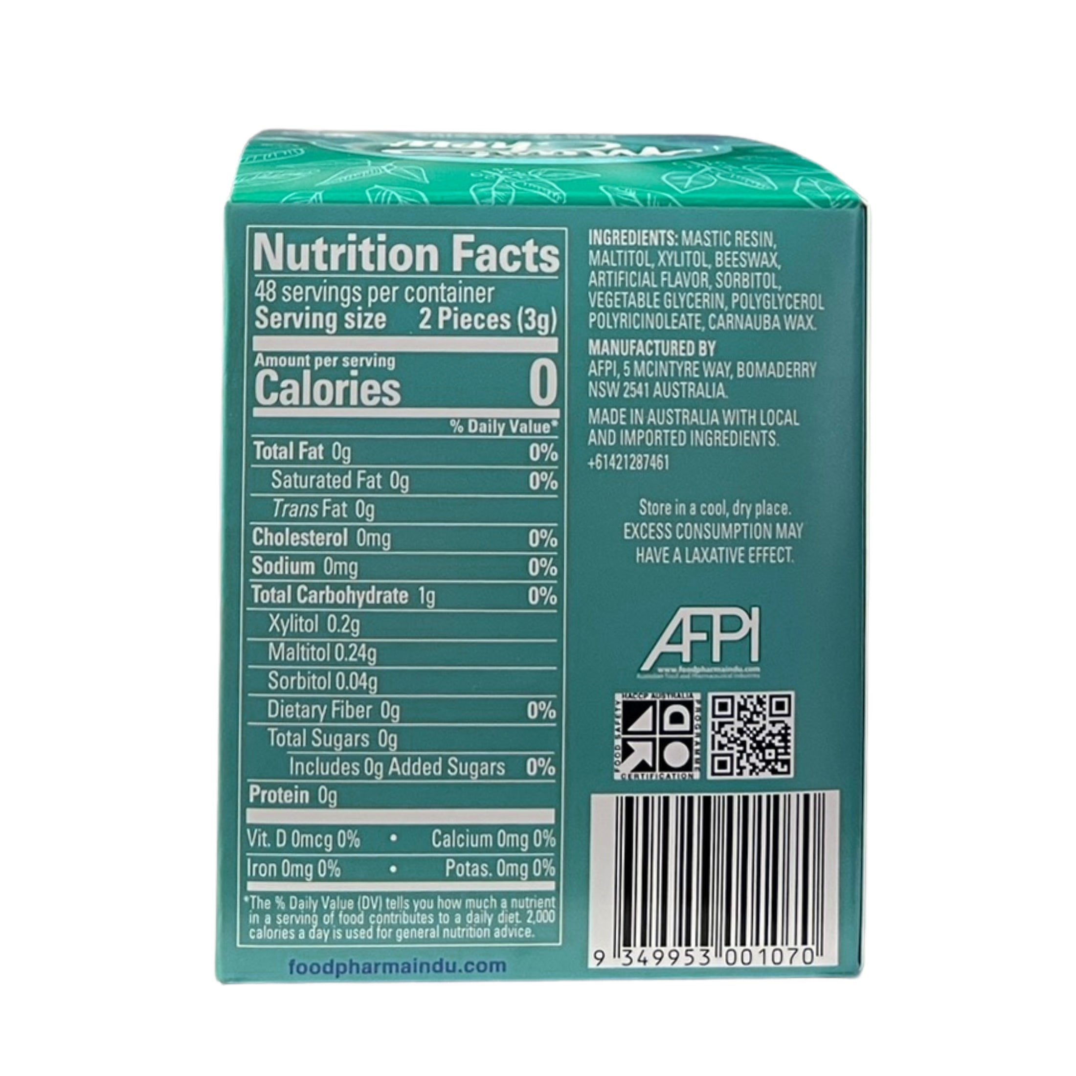 Mastic Chewing Gum Alternative – Mint Blister Pack (16 Pieces)